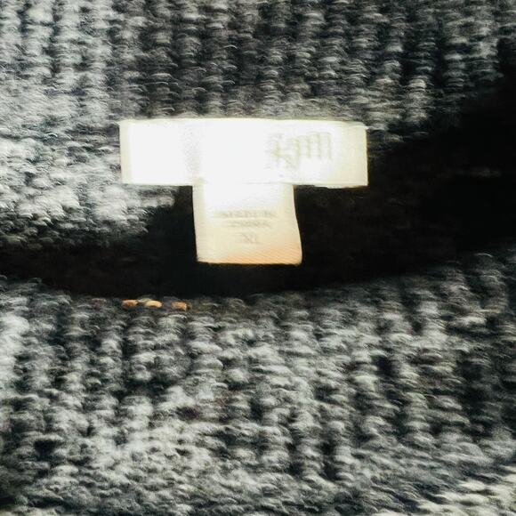 J Jill Heavy Knit Silk Wool Crewneck Sweater Loose Fit Floral Casual Black - XL - Picture 5 of 6